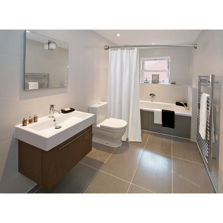 Utopia Alley Utopia Alley Rustproof Fixed Mount Single Curved Shower Rod, Aluminum, adjustable from 45" to 72" Wide