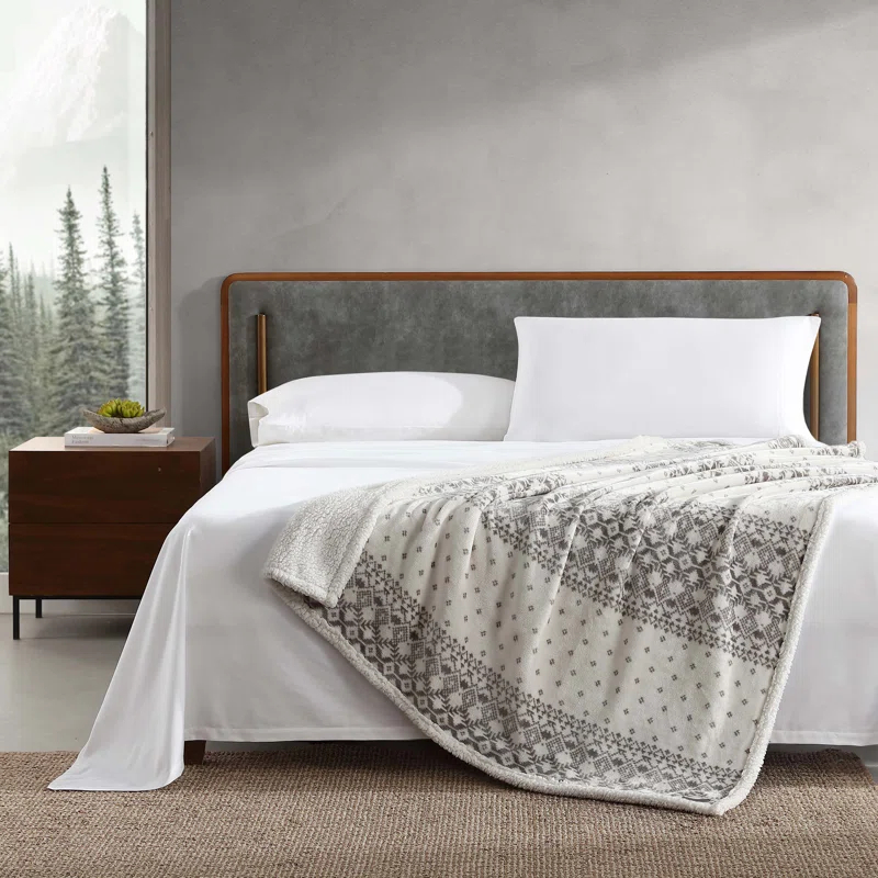 Eddie Bauer Eddie Bauer Printed Plush Fleece/Sherpa Throw Blankets