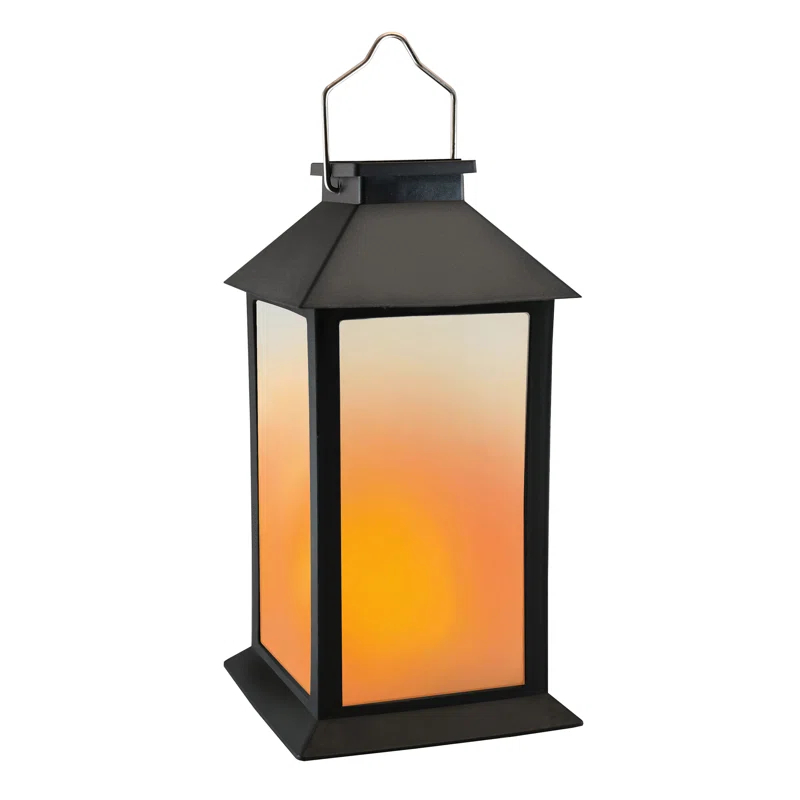 LumaBase Solar Powered Flame Effect LED Black Lantern