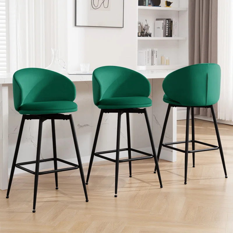 Swivel Upholstered Counter Height Bar Stools (Set of 2)