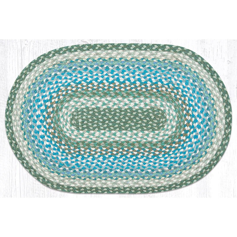 Millwood Pines Deadra Oval Braided Sage/Ivory Area Rug