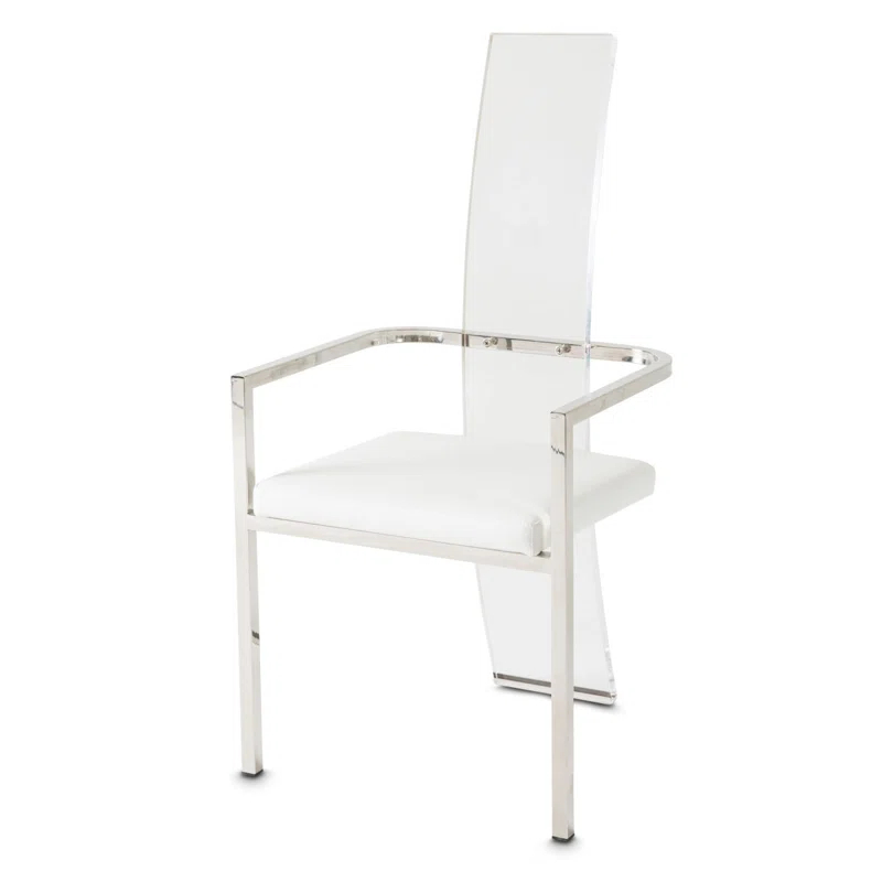 Michael Amini State St. Arm Chair in Satin White