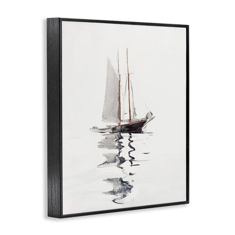 Stupell Industries " Tranquil Sailboat Vessel Floating Lone Ocean Reflection " by Lettered And Lined Painting Print