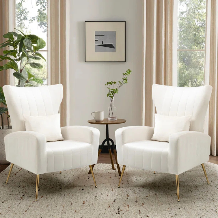 Mercer41 Upholstered Velvet Armchair (Set of 2)