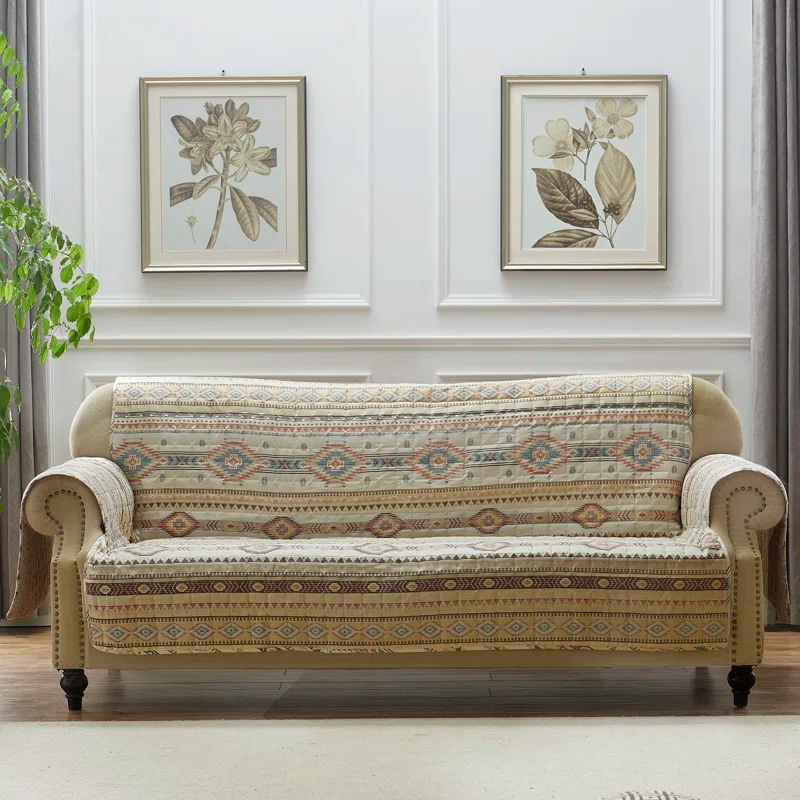 Barefoot Bungalow Phoenix Southwest Geo Quilted Reversible Sofa Slipcover
