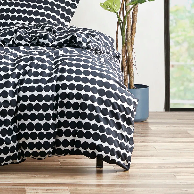 Marimekko Rasymatto Black Cotton Comforter Set & Reviews | Wayfair