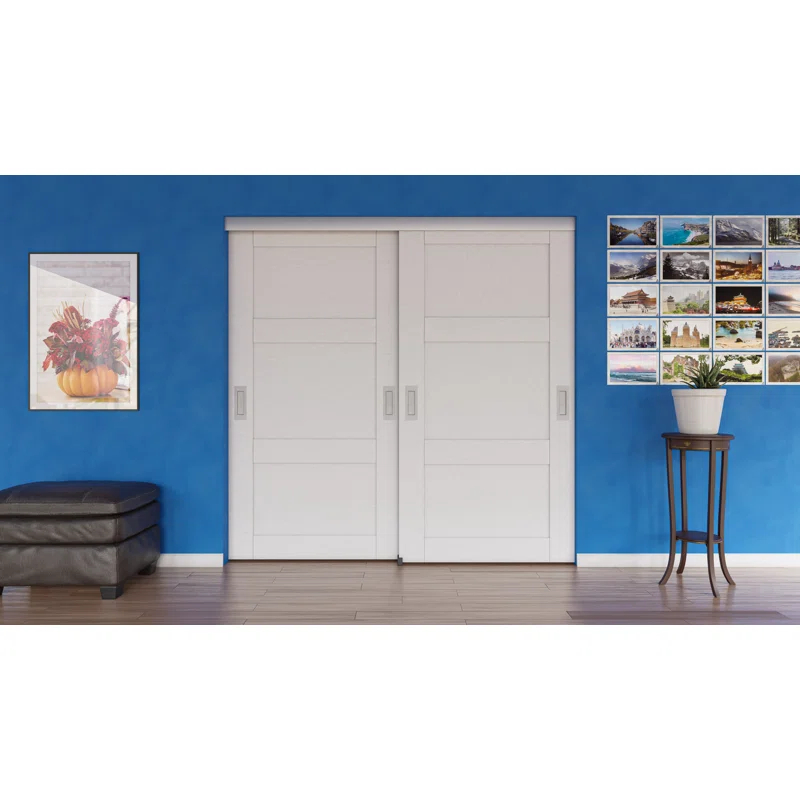 Villar Home Designs 3 Pack Heavy Duty Sliding Bypass Door Hardware KIT Set 72 Inch for Bypass Doors