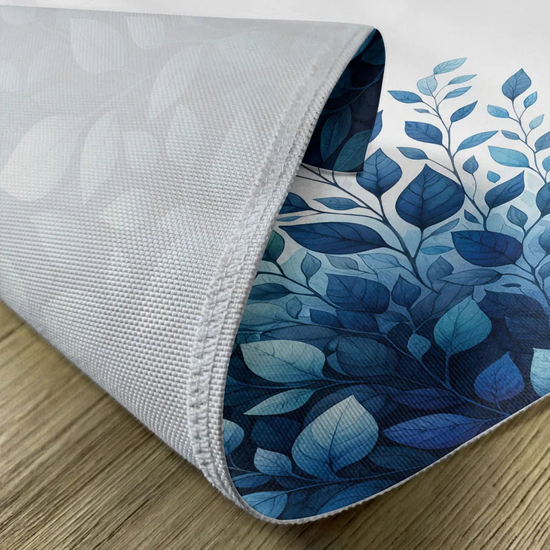 Polyester Teal Blue And White Rectangle Placemat (Set of 4)