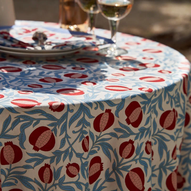 Square Floral Cotton Tablecloth