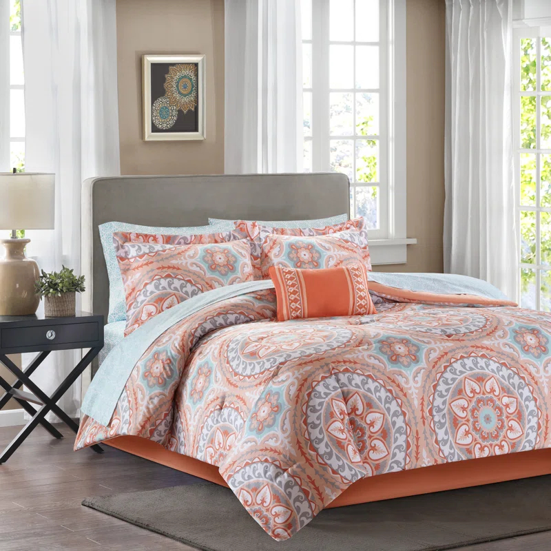 Estrin 9 PC Comforter Set with Cotton Bed Sheets