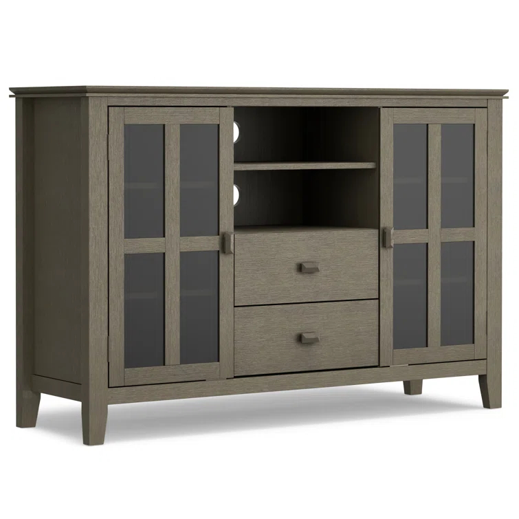 Simpli Home Artisan 53"W Solid Wood Contemporary Tall TV Stand for TVs up to 60" with Adjustable Shelves