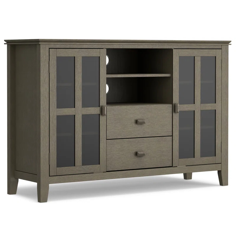 Simpli Home Artisan 53"W Solid Wood Contemporary Tall TV Stand for TVs up to 60" with Adjustable Shelves
