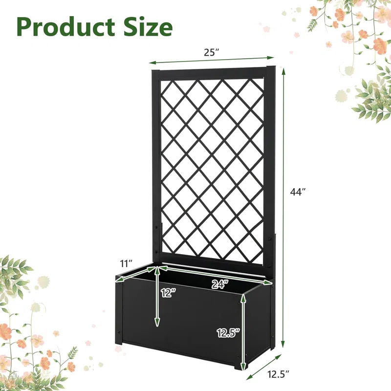 Shandia Metal Planter Box with Trellis