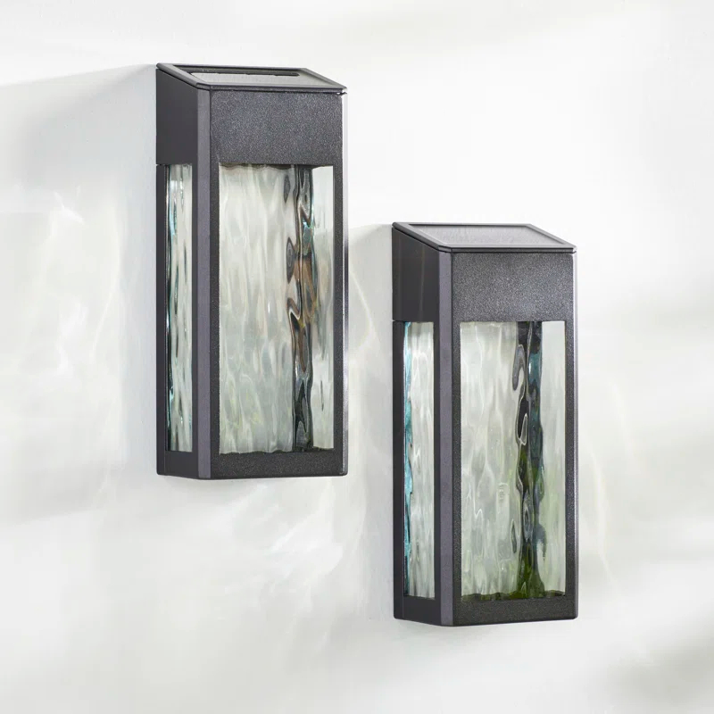 Classy Caps Black Powder Coated Aluminum Solar Powered Integrated LED Metal Deck Light (Set of 2)
