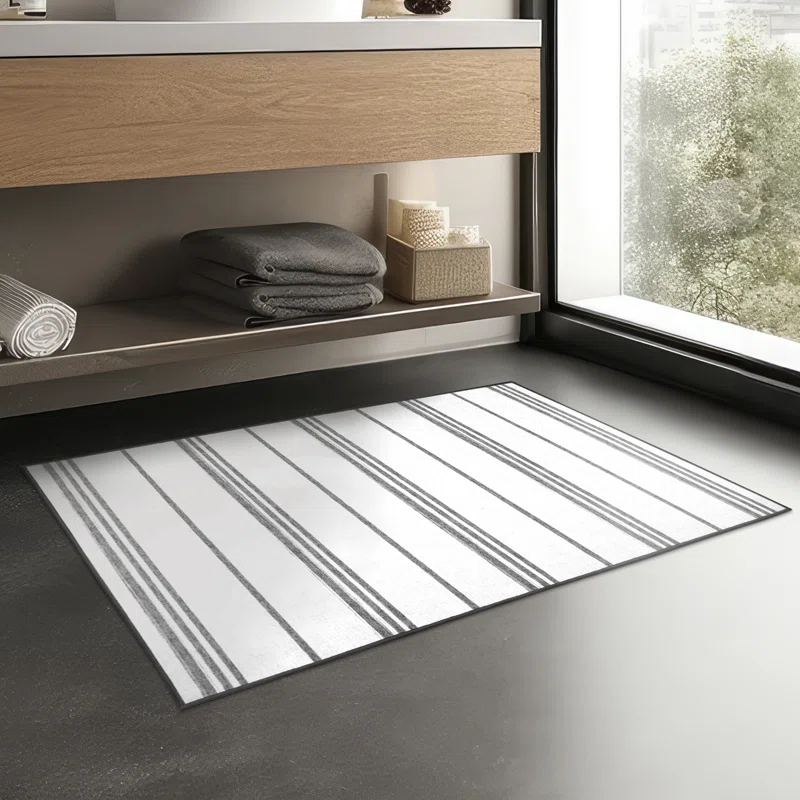 My Magic Carpet Stripe Grey And White Striped Flatweave Brown/White Area Rug | Wayfair