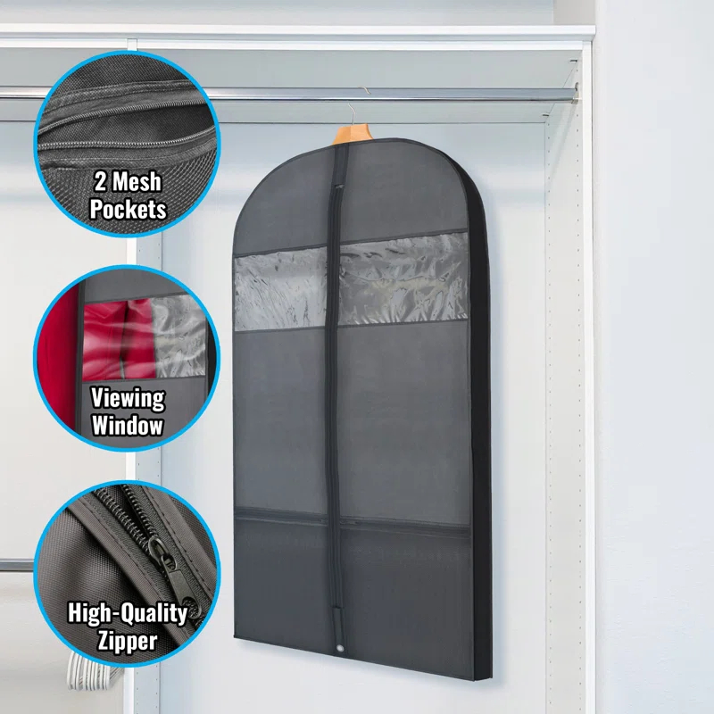 Rebrilliant Plixio Garment Bags Suit Bag for Travel & Clothing Storage for Suits, Dresses & More - (2 Pack) (Set of 2)