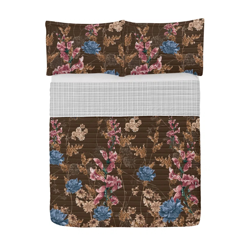 Microfiber Reversible 3 Piece Coverlet/Bedspread Set