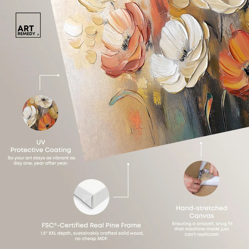Art Remedy Frosted Flame Flower I Canvas Glam Floral Art by Art Remedy