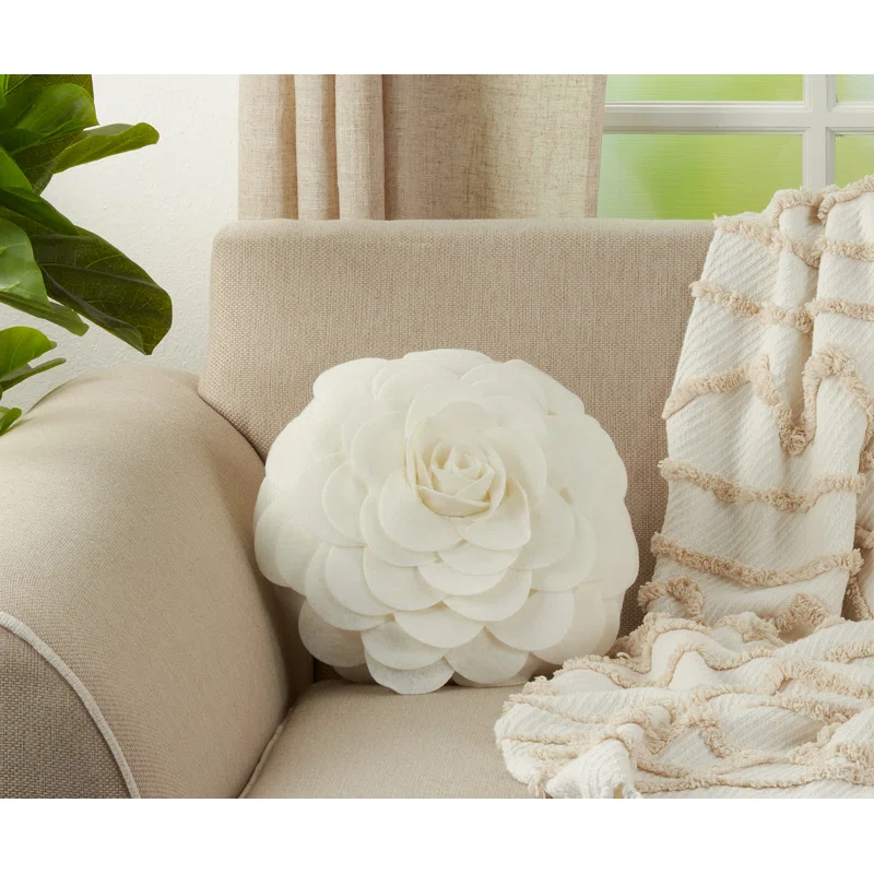 Saro Felt Collection Appliqued Felt Throw Pillow