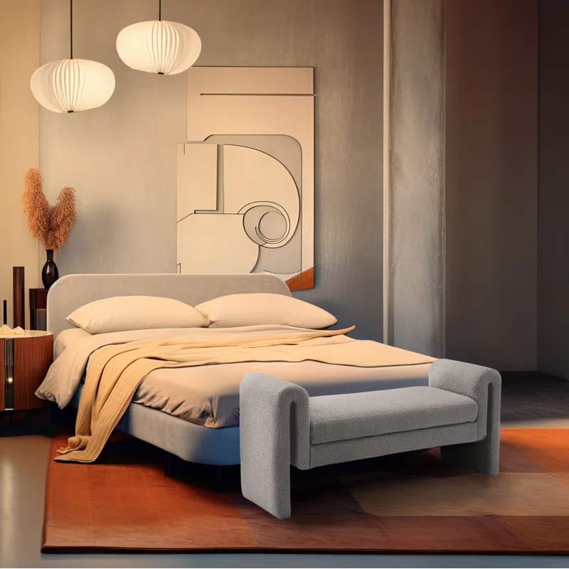 Wrought Studio™ Hiroyasu Upholstered Boucle Bench