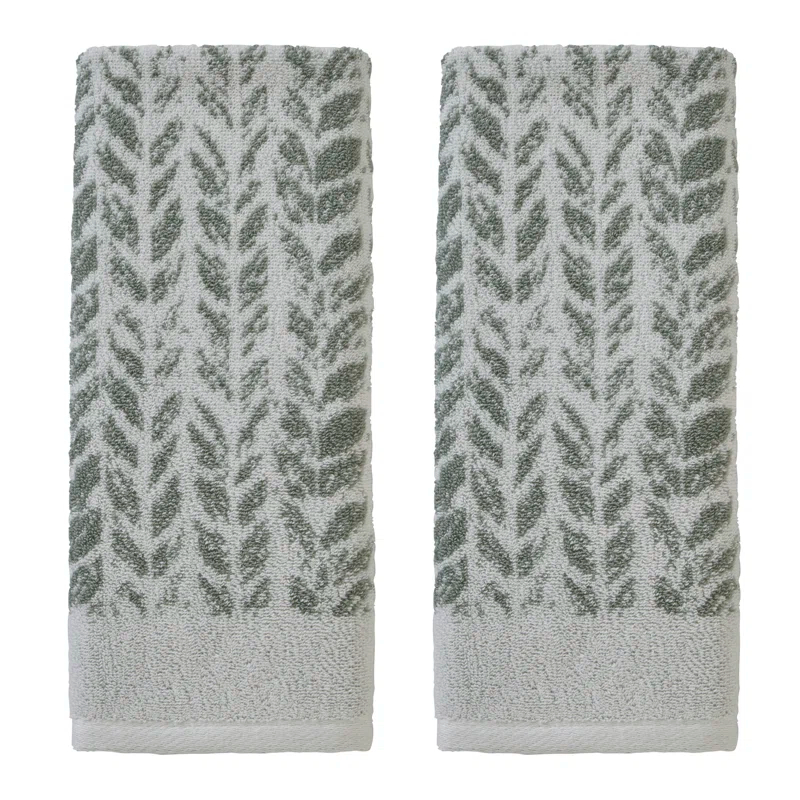Gracie Oaks Gracie Oaks Distressed Leaves Hand Towel (Set of 2)