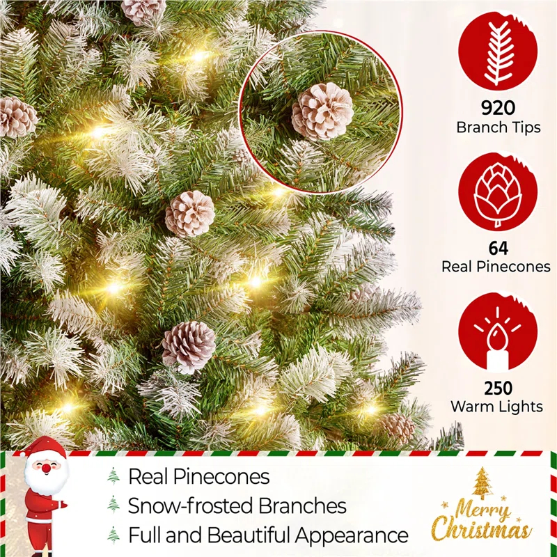 Pinecone-decorated Frosted Artificial Christmas Tree