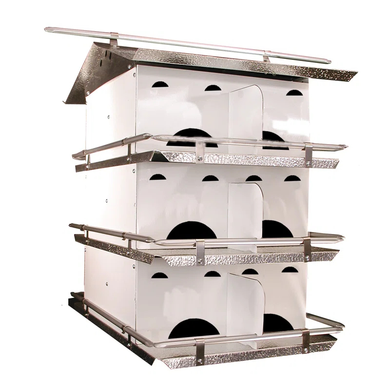 Birds Choice Birds Choice Medium 3-Level, 12-Room Purple Martin Bird House with Starling-Resistant Entrances, White/Grey
