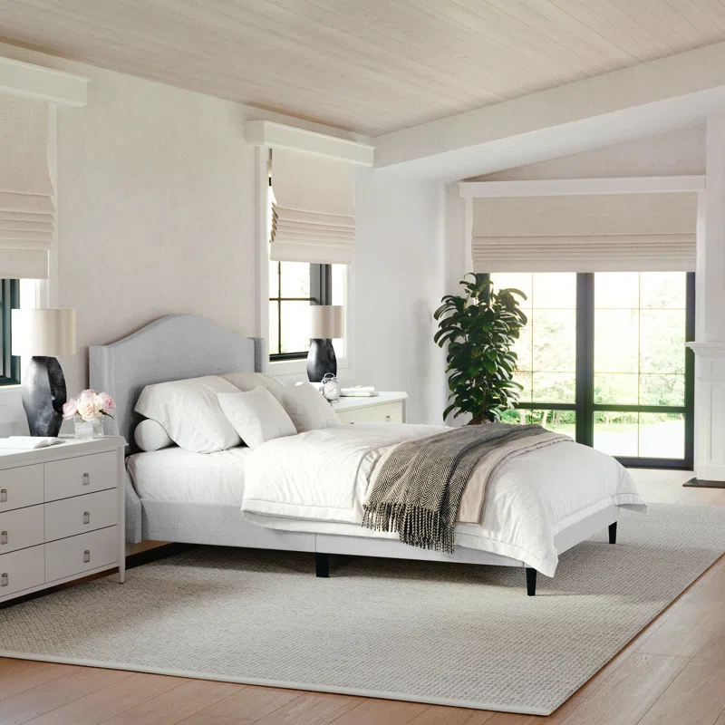Martha Stewart Martha Stewart Amelia Upholstered Platform Bed With Curved Headboard
