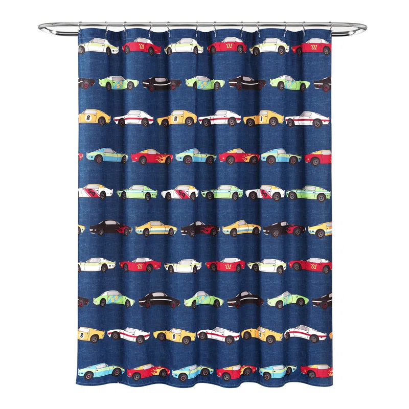 Lush Decor Race Cars Shower Curtain