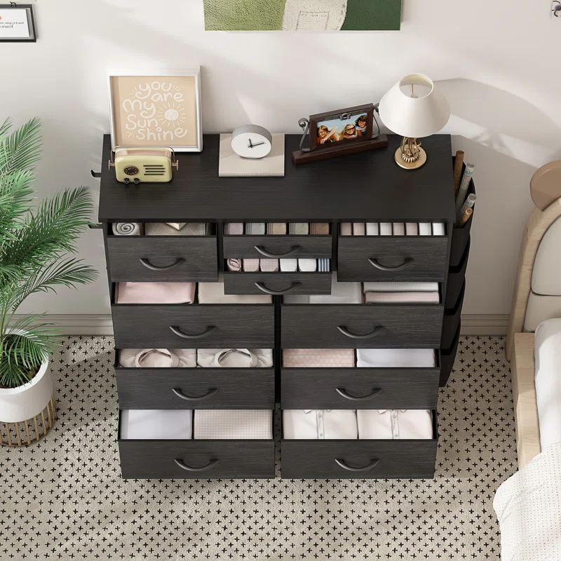 Sienna-Marie 10 - Drawer Dresser, Chest of Drawers for Bedroom with 4 Side Pockets and 2 Hooks