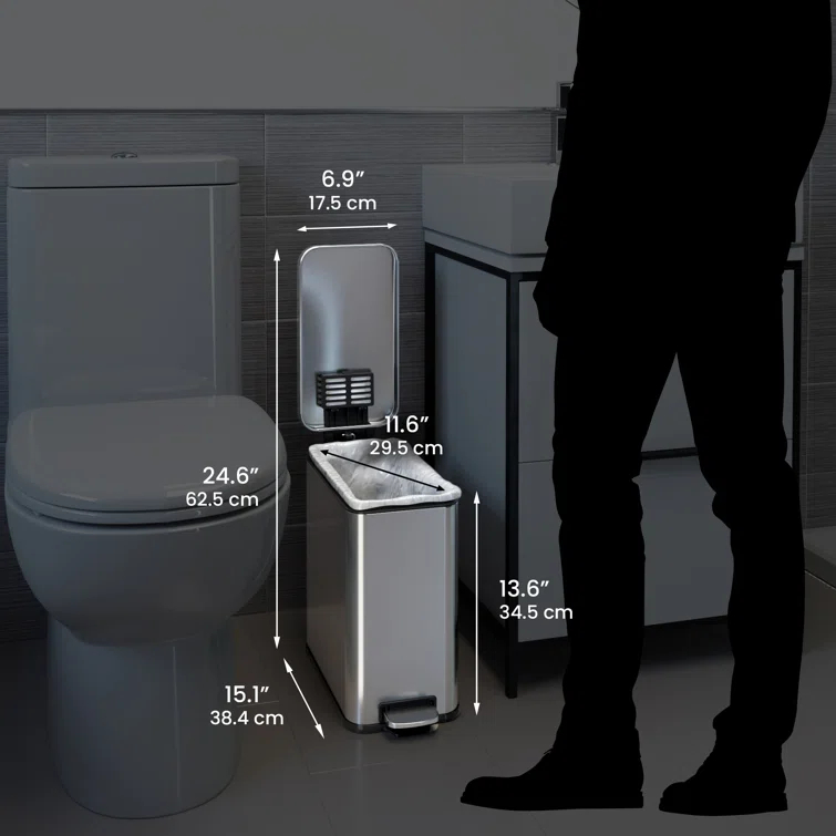 iTouchless Deodorizer SoftStep Stainless Steel 3 Gallon Step on Trash Can