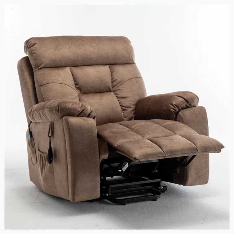 Latitude Run® Large Electric Massage Recliner With Heat, Velvet Lift Recliner Chair For Elderly Oversize with Hidden Cup Holder