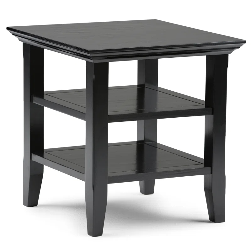 Simpli Home Acadian Solid Wood Transitional Table with Open Shelves