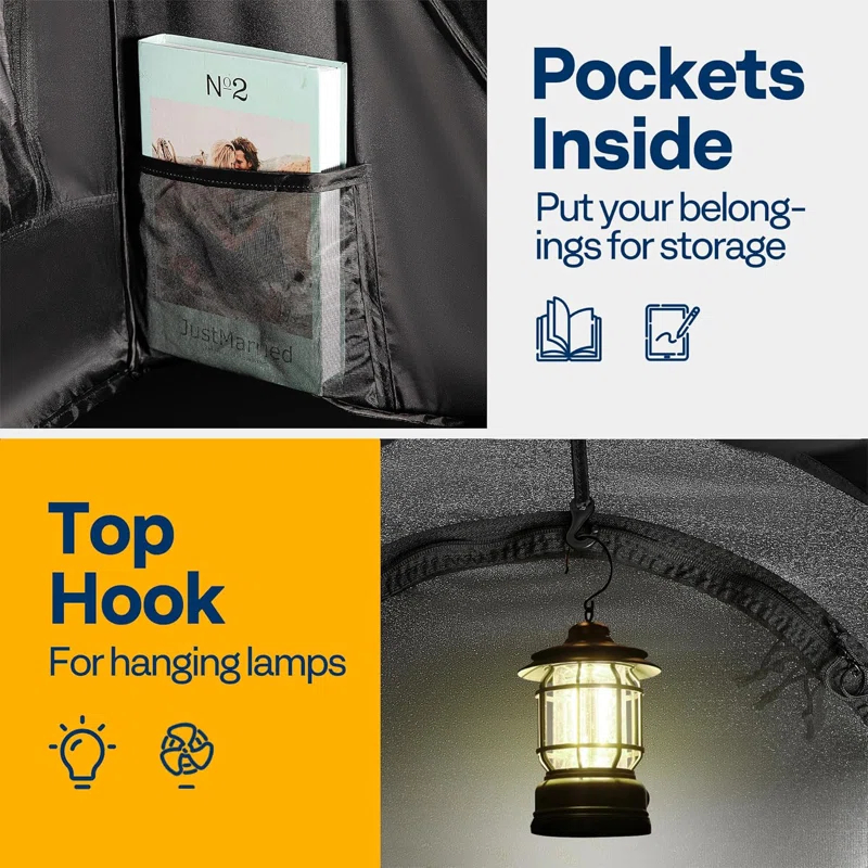 Polyester Pop-Up Privacy Bed Canopy Twin Size