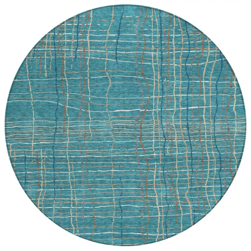 Machine Washable Indoor/Outdoor Chayden ACN998 Teal Rug
