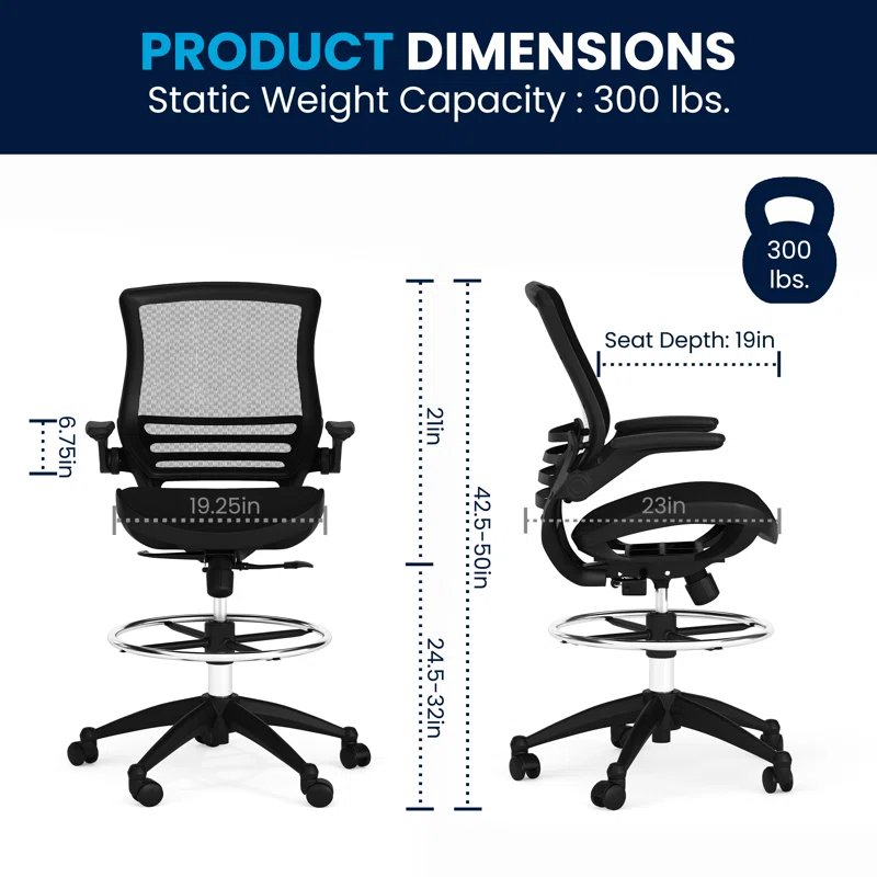 Flash Furniture Mignone Mid-Back Transparent Mesh Office Chair with Flip-Up Arms by Flash Furniture