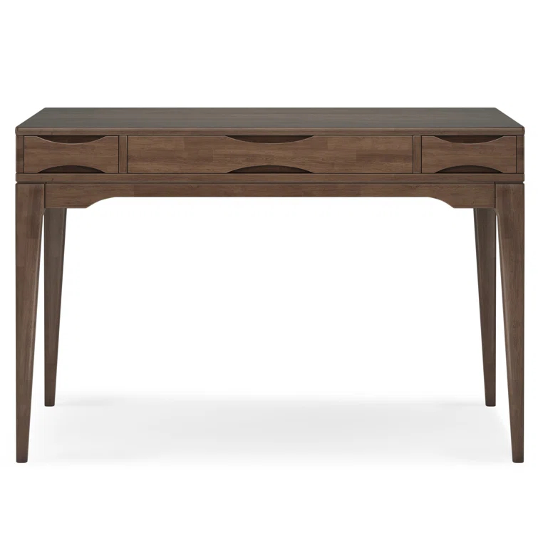 Simpli Home Harper Solid Wood Desk, Contemporary Style with Keyboard Tray and Storage