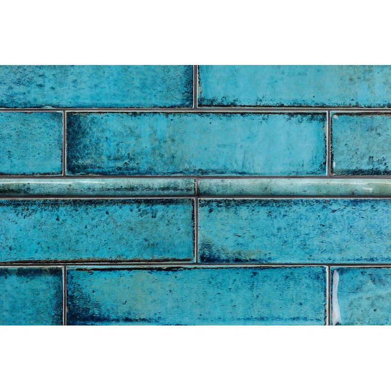 Chateau 12" x 0.75" Ceramic Pencil Liner Tile Trim in Blue