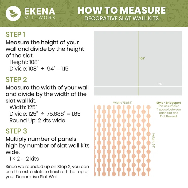 Ekena Millwork Pontiac Adjustable Wood Decorative Slat Wall Panel Kit