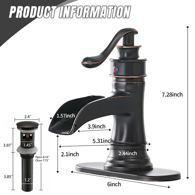 Single-Hole Single-handle Bathroom Faucet with Drain Assembly