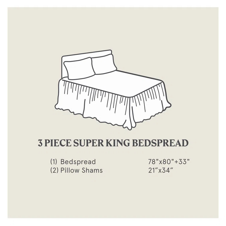 HiEnd Accents Luna Washed Linen Romantic Classic Chic Casual Modern Rustic Farmhouse Bedspread Set