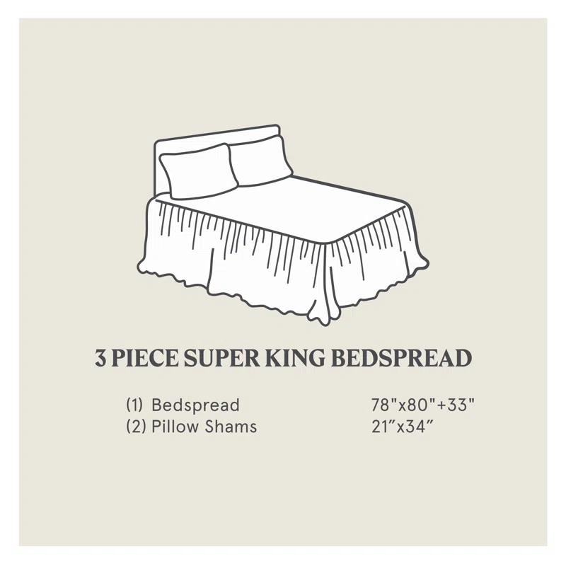 HiEnd Accents Luna Washed Linen Romantic Classic Chic Casual Modern Rustic Farmhouse Bedspread Set