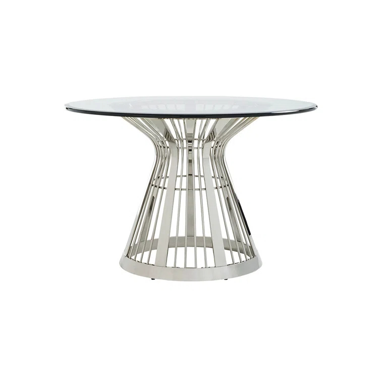 Lexington Ariana Riviera Stainless Dining Table with Glass Top