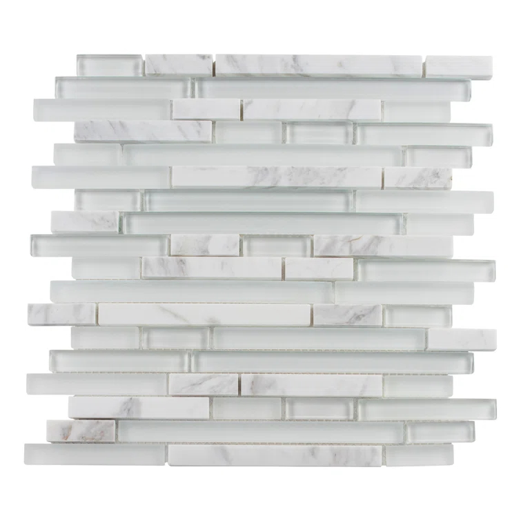Andova Bravio Glass and Natural Stone Linear Mosaic Kitchen Backsplash, Bathroom, Shower, Pool, Wall and Floor Tile