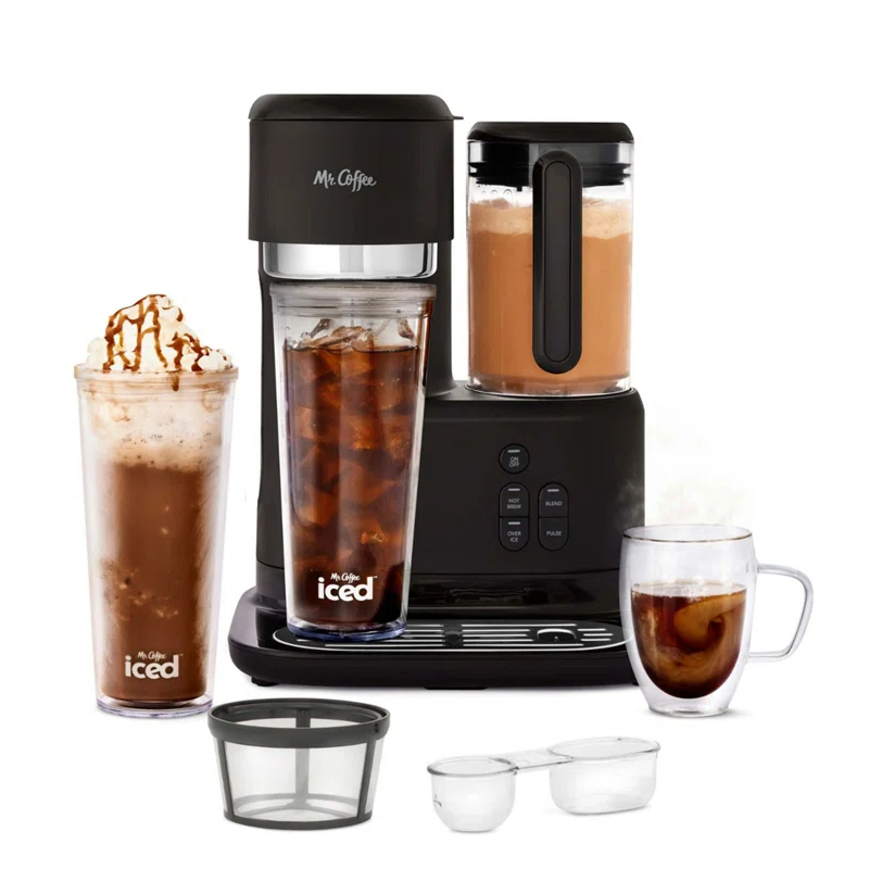 Mr. Coffee 2149282 Mr. Coffee Single-Serve Iced And Hot Coffee Maker And Blender With 2 Tumblers