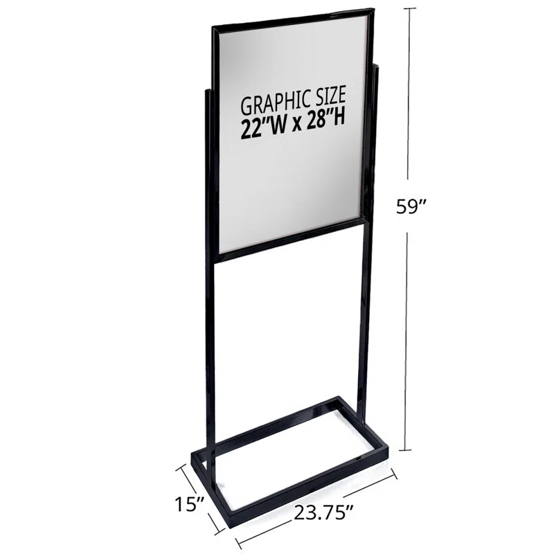 Azar Displays Black Poster Floor Stand 22"W x 28"H on Wide Base