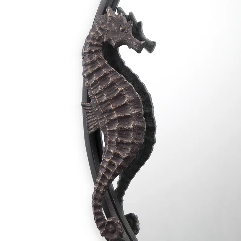 Beachcrest Home™ Seahorse and Sea Life Round Wall Mirror