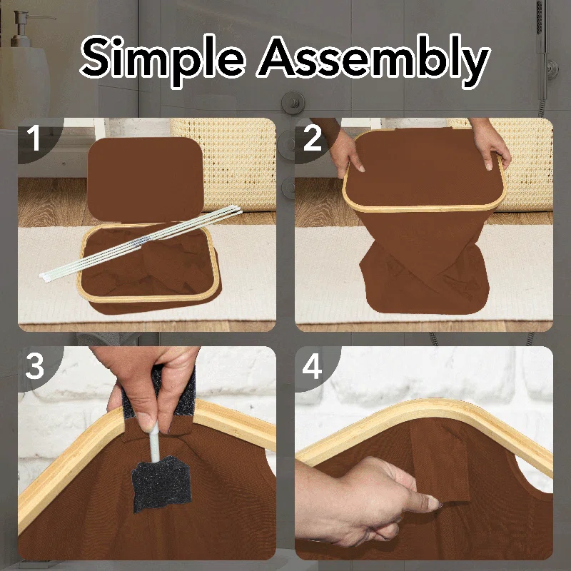 SpaceAid Tall Laundry Hamper with Lid – 110L Collapsible Clothes Basket with Bamboo Handles for Bedroom, Bathroom or Dorm