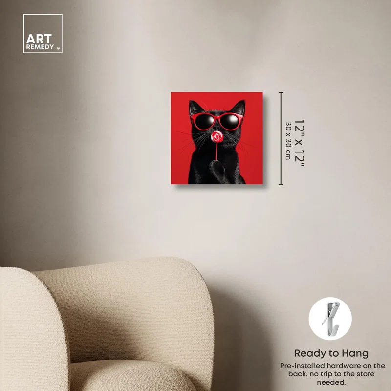 Art Remedy Candy Coated Coolness Canvas Cute Cat Art Prints by Art Remedy