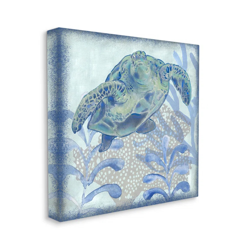 Stupell Industries " Vivid Tortoise Layered Aquatic Plants " by Erica Christopher Painting Print